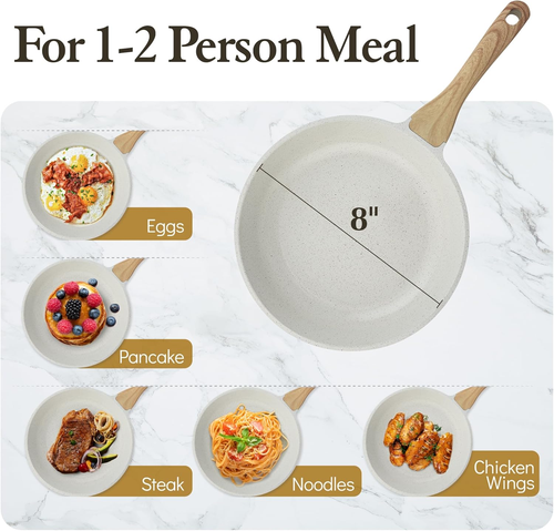 SENSARTE Nonstick Ceramic Frying Pan Skillet, 8-Inch Omelet Pan, Healthy Non Tox - Picture 6 of 12