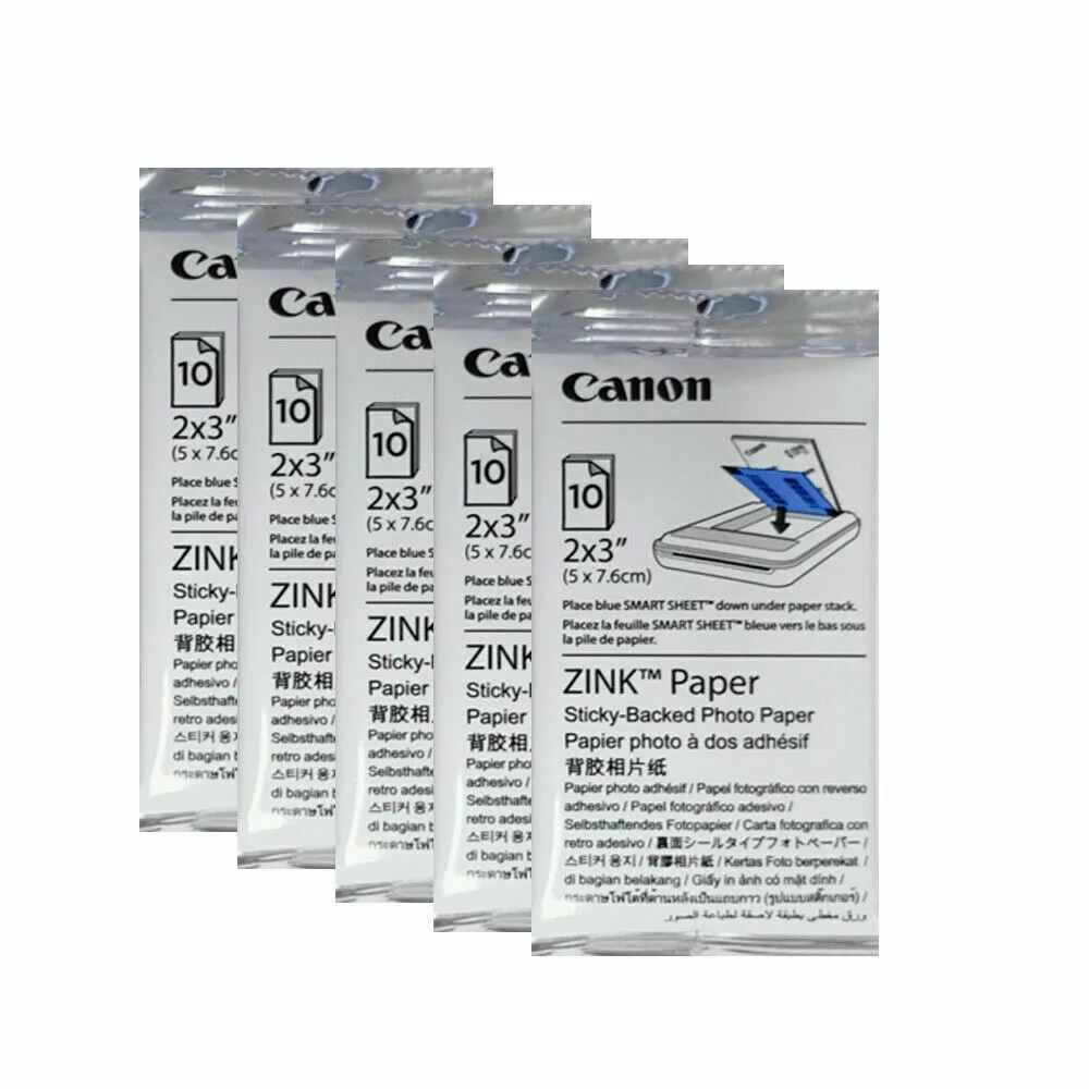 1x HP/Canon Paper Zink Sticky-backed 2x3 Photo Paper 50 Sheets for Sprocket