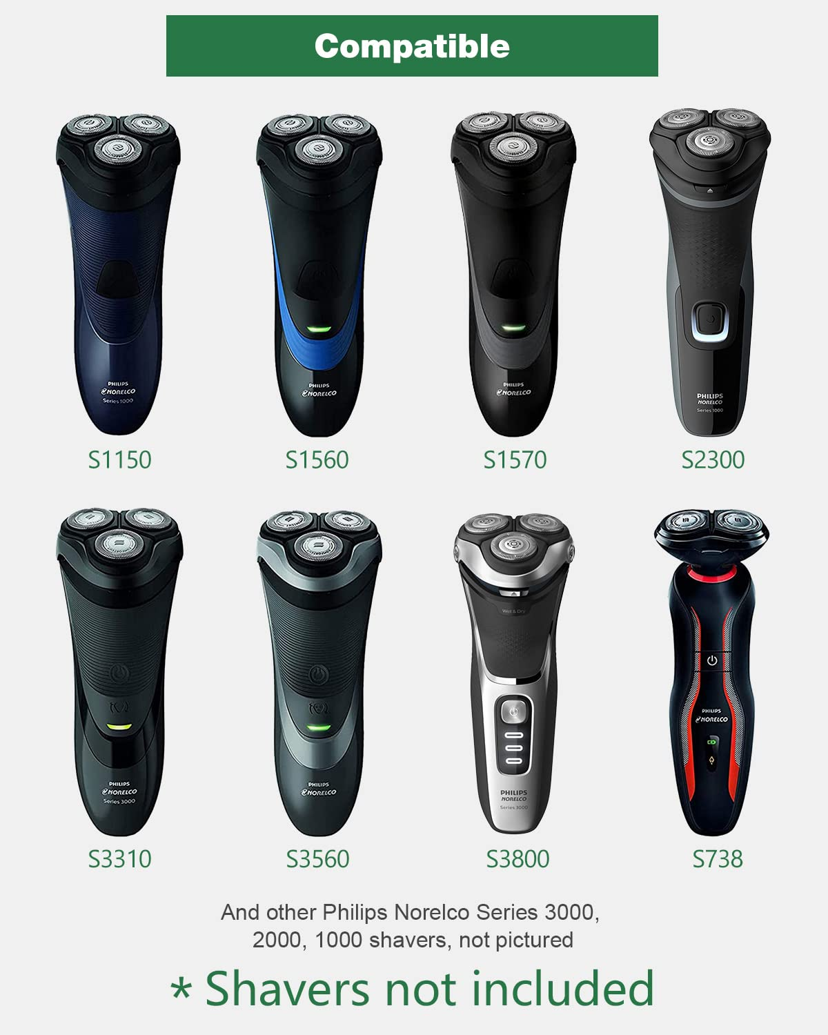 SH30 Replacement Heads for Philips Norelco Shaver 2300 3800 Series 3000
