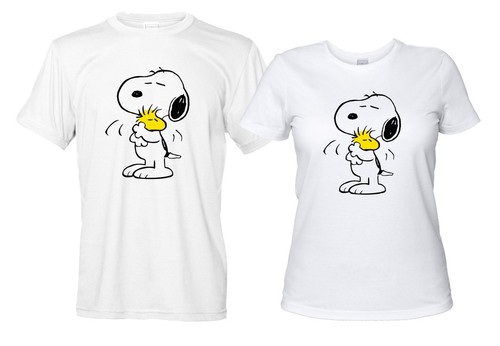 Free Hugs Maglietta Snoopy e Woodstock Uomo Donna Bianca T-Shirt Abbracci |  eBay