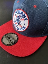 CLEVELAND INDIANS CHIEF WAHOO THROWBACK SNAPBACK ADJUSTABLE HAT CAP BLUE & RED !