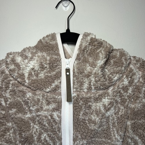 Prana Womens Polar Escape Vest Tan Sherpa Hoodie Full Zipper Jersey Lined Medium - Picture 5 of 16