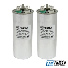 TEMCo 40+7.5 uf/MFD 370-440 VAC volts Round Dual Run Capacitor 50/60 Hz -Lot-2