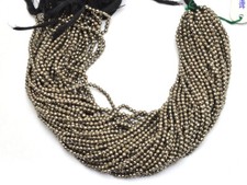 Natural Pyrite 3mm-4mm Semi Precious Gemstone Round Faceted Beads 13" Strand