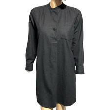 Madewell Latitude Shirt Dress Size S Small Shift Pockets Wool Blend Flannel Gray