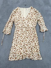 Altard State Dress Women Large Tan Floral Ruffled Cottagecore Cottage Prariecore