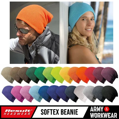 Result Hommes Femmes Bonnet Souple Double Tricoté Softex Woolly Casquette Ample - Photo 1/4