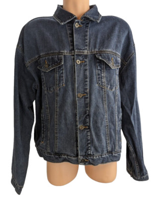 Old Navy Mens Size XL Vintage Blue Button Front 100% Cotton Denim Trucker Jacket