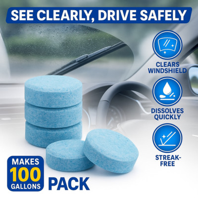 Windshield Washer Tablets 100 Pack Car Glass Cleaner Makes 100 Gallons Fluid