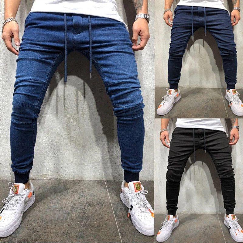 Men's Sports Casual Comfortable Pants Loose Fitting Stretch Jeans Denim Pants