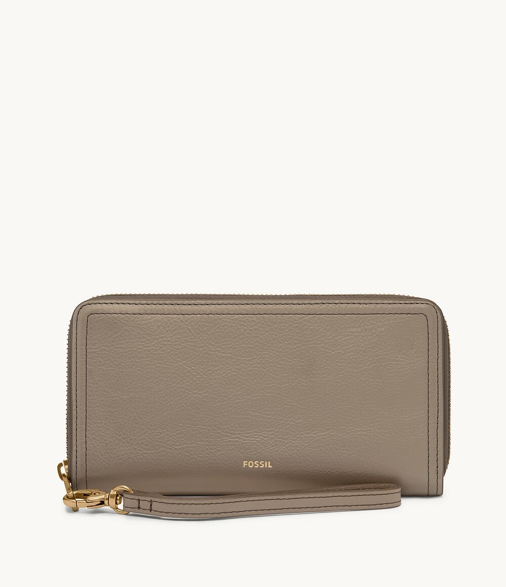 Fossil Women's Logan RFID Zip Around Clutch Gray  stone SL7831788