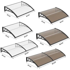 32/40/48/60/80" Window Awning Front Door Eaves Canopy Polycarbonate Roof Cover