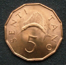 SW) Tansania 5 Senti 1981 Tanzania - Tier Fisch Fächerfisch +++ 12-eckig +++