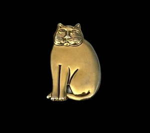 Authentic LAUREL BURCH Cat Kitty Kitten BROOCH / PENDANT Gold Plated
