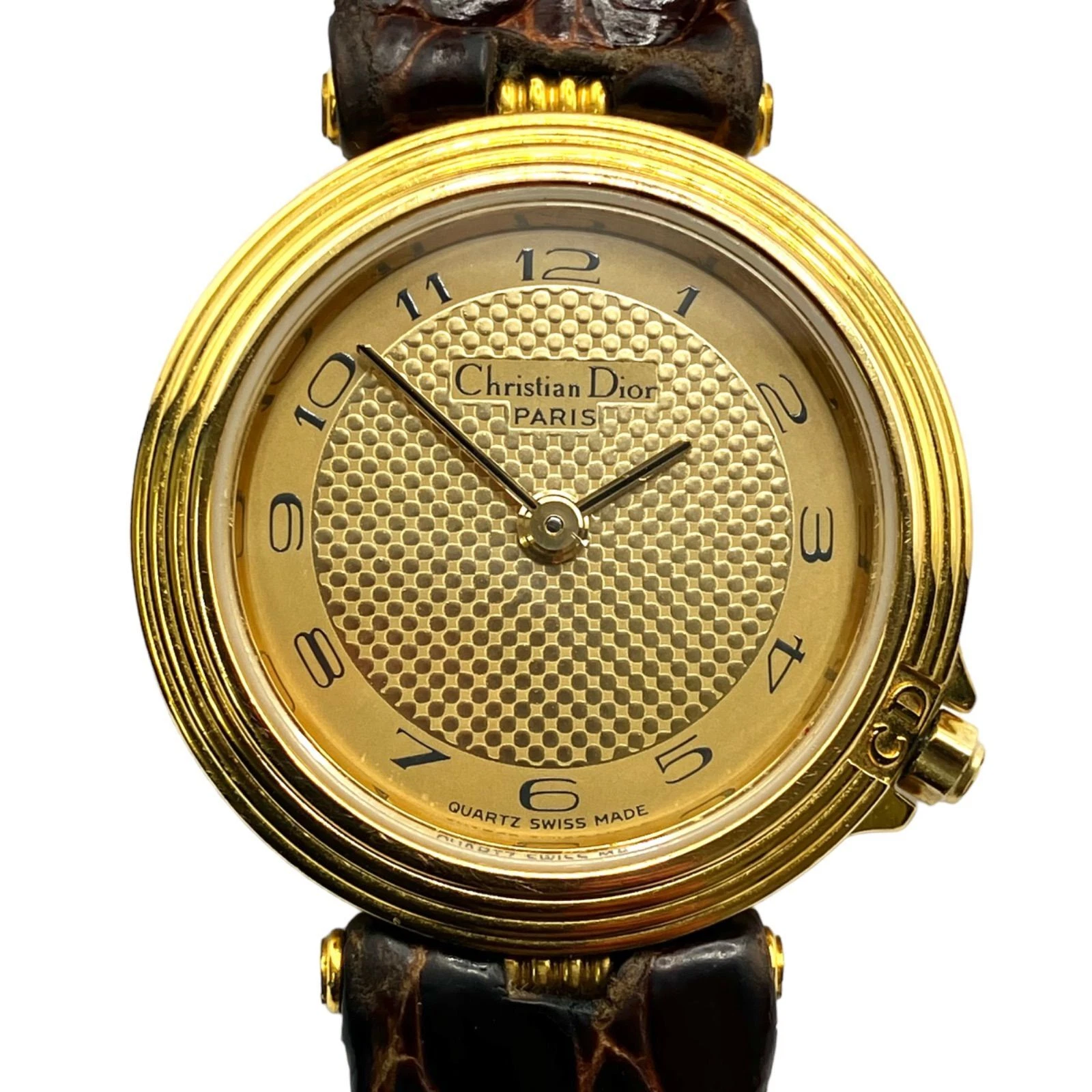 Montre Bracelet Christian Dior Quartz Logo Or Femme Authentique
