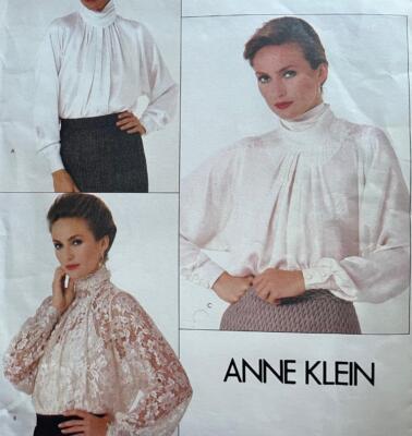 Vtg Sew Ptn VOGUE 1057~Designer BLOUSE~High Neck Draped bodice~Anne Klein~8~UC
