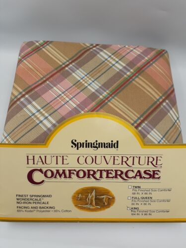Vintage BILL BLASS for Springmaid Laurel Canyon Duvet Cover King Plaid USA NWT - Picture 1 of 6