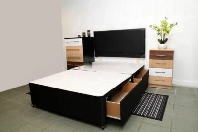 STONEHOUSE Divan bed bases.storage,drawers.headboard,Single Double King Cream Black
