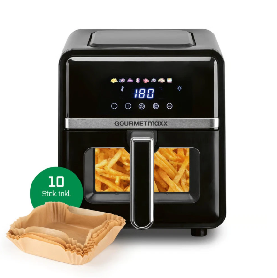 Gourmetmaxx HeißLuft-Fritteuse Digital 5L 1400W Schwarz/Edelstahl Neu-image