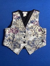 Vintage Definitely California Kids Tapestry Vest Floral Beaded Fringe Cropped