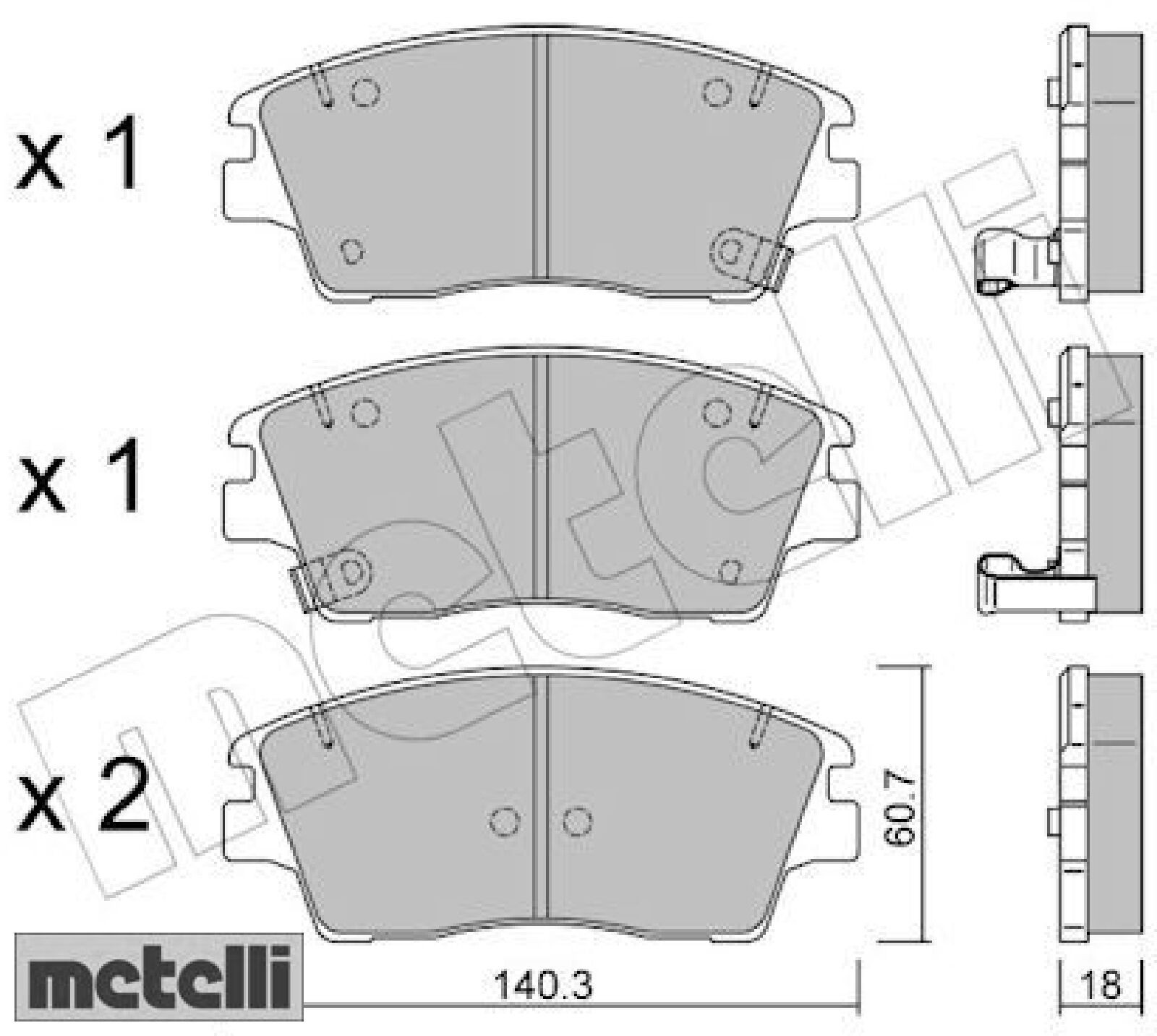metelli 22-1164-0 Bremsbelagsatz für Scheibenbremse Bremsbelagsatz