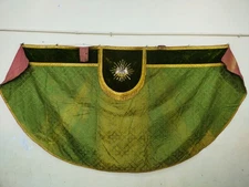 vintage velvet metallic embroidery church vestment chasuble christian needlework