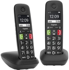 Gigaset E290 Duo Schwarz DECT Telefon Set mit 2 Mobilteilen Großtasten