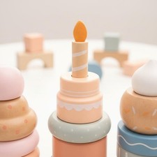 Wooden Dessert Tiered Toy Stackable Pretend Cake Toy Colorful for Preschool