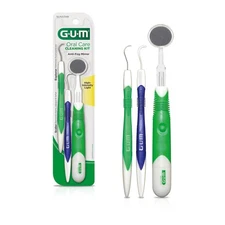 GUM Oral Care Dental Cleaning Kit, Mirror with Light, Explorer Pick,... 