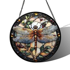 Stained Glass Sun Catcher,A Dragon-flyStained Glass Window Hanging Garden Dec...