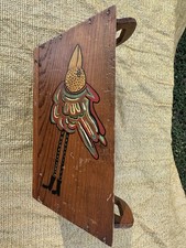 Handmade Folk Art Wooden Caddy with Bird Painting Vintage Storage Box