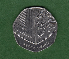 British 2019 Fifty Pence Queen Elizabeth 50p British Coins Good Grade (2019-2a)