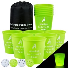 Yard Pong Outdoor Games, Giant Yard Games Set with 12 Buckets and Balls for A...