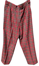 Vintage 80s COUNTERPARTS Petites Red Tartan Punk Plaid Trousers Pants Size 16P