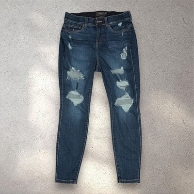 Torrid Curvy Bombshell Skinny Jeans Women's 14R Blue Ripped Super Soft High-Rise