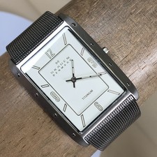 Skagen Men 338LTTW Tank Titanium Silver Milense Band Quartz 31mm Watch 8"