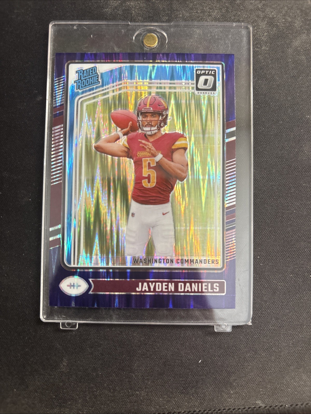 2024 Donruss Optic - Rated Rookie Jayden Daniels #248 Purple Shock Prizm (RC)