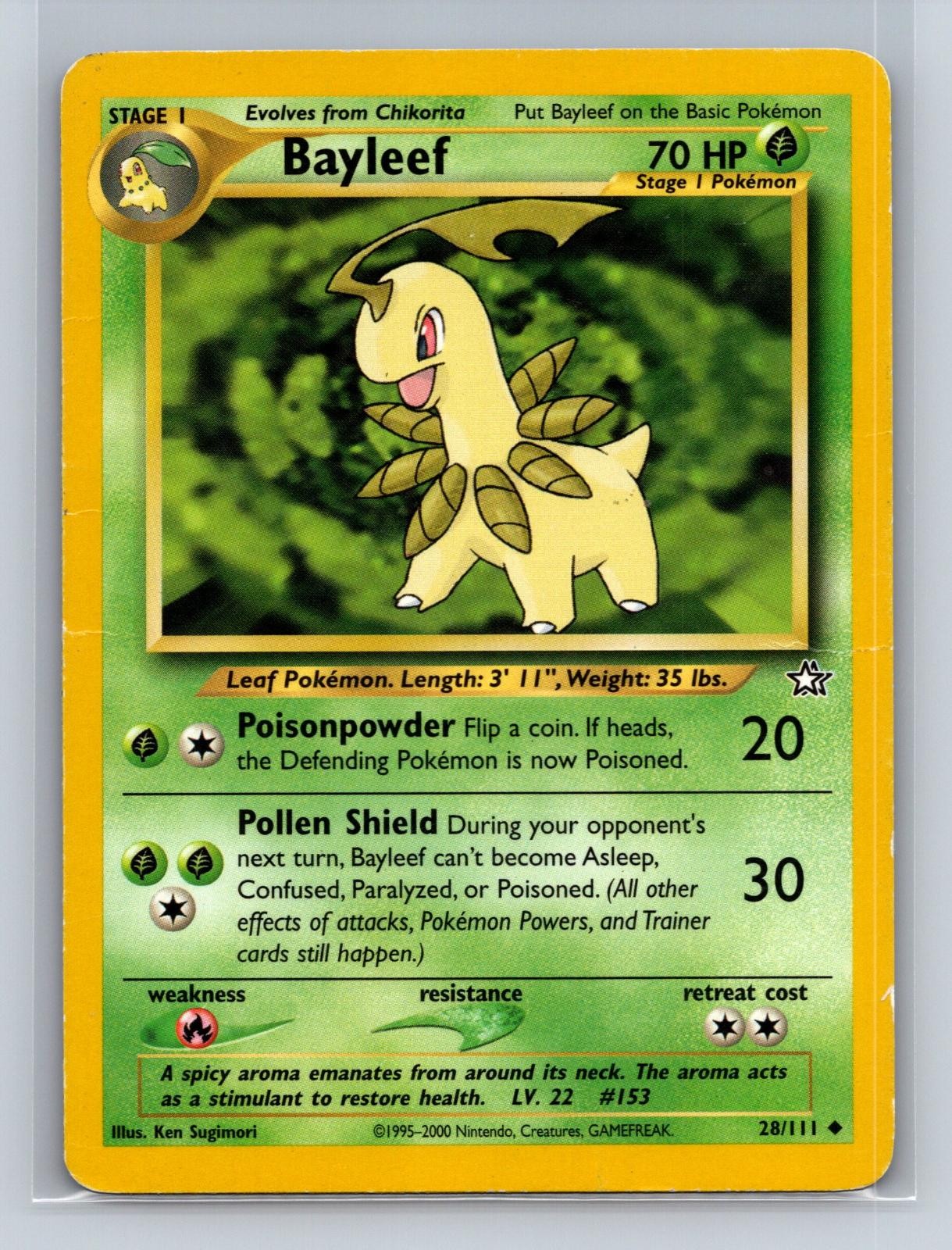 Bayleef 28/111 Uncommon Neo Genesis Pokemon Unlimited Damaged
