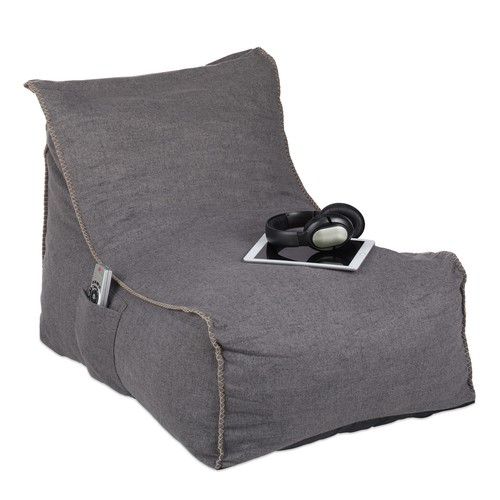 Puff puf con respaldo sillón blando asiento flexible 2 bolsillos 9 kg 90 cm - Imagen 1 de 9