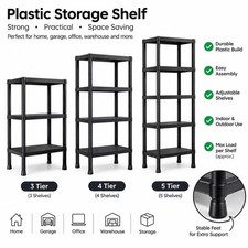 3/4/5 Tier Plastic Shelving Home Storage Unit Shelves Racking Garage Organiser