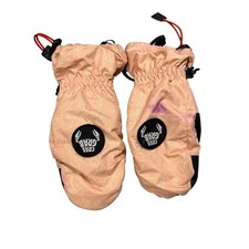 Crab Grab Youth Ski Snowboard Mittens Black Pink Patch Logo Size M