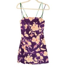 B8 ZARA Floral Print Purple Pink Strappy Mini Dress Size Medium M