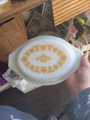 Pyrex Butterfly Gold Oval Casserole Covered Dish Lid Only 943 C 34 10 1/4''