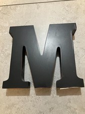 "M" Decorative Solid Black Letter For Home Or Office Used With Defects 8in x 9in