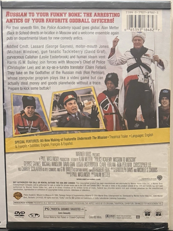 Police Academy 7 Mission to Moscow (DVD, 1994) NEW Sealed - Image 2 of 2