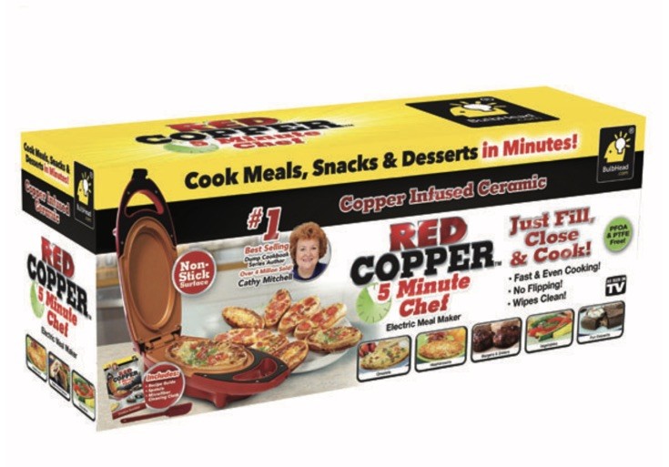 Copper Red 5 Minute Chef Electric Meal Maker Frying Pan NonStick 22852A1 NEW