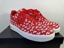 Nike Air Force 1 07 QS Low All Over Logo Red for Sale