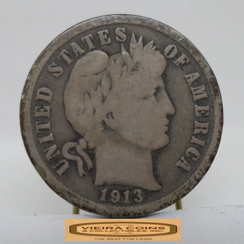 1913 Barber Silver Dime, 90% Silver - #C55792NQ