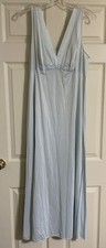 Vintage Vanity Fair Nightgown Full-Length Aqua Green Size 40 L Sweep Hem Stain 