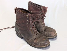 Vintage Chippewa 4086 Work Boots Size 12 D Union Made AFL-CIO Brown Leather USA